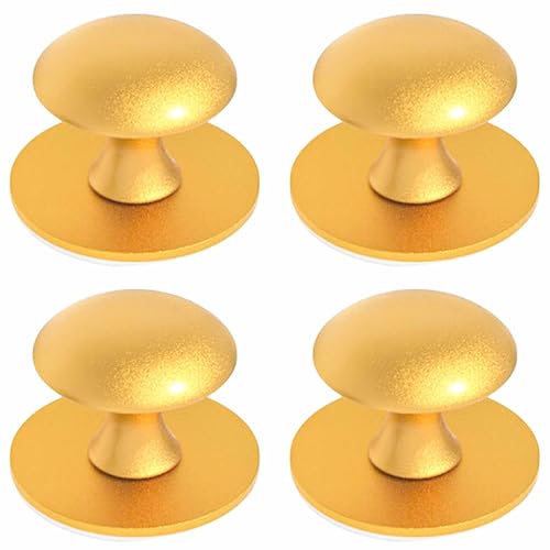 KuuGuu 4 PCS Self-Stick Drawer Knobs Stainless Steel Instant Cabinet Handle Pulls with Mounting Screws No Punching Peel Drill Free with for Kitchen Glass Cabinet Cupboard Drawer (Flash Gold)