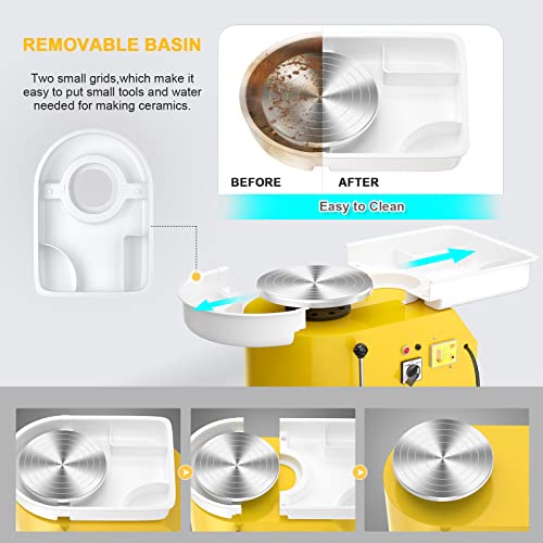 Miniatura 3 de Torno Ceramica,Vayotoy Torno Alfarero Eléctrico,25cm Rueda De Alfarero Que Forma La Máquina 350w Bricolaje Eléctrico Herramienta De Arcilla Con Pedal Y Lavabo Desmontable Para El Trabajo