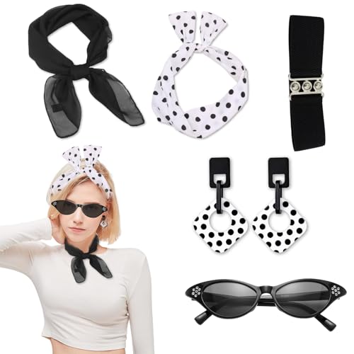 Disfraz Grease Mujer - Conjunto de Accesorios de los Años 50, Perfecto para Disfraces de Mujer y Niña, Divertidos Disfraces de muñeca de moda, Acentúa el Look con la Chaqueta Pink Ladies Grease