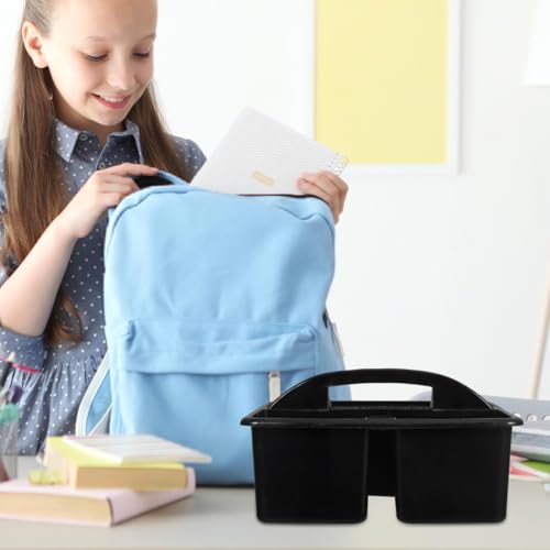Image of SEWACC Classroom Craft Storage Caddy with Handle Portable 3 Compartments Organizer for Kids Art Supplies School and Office Use 9.25X8.85X3.54In