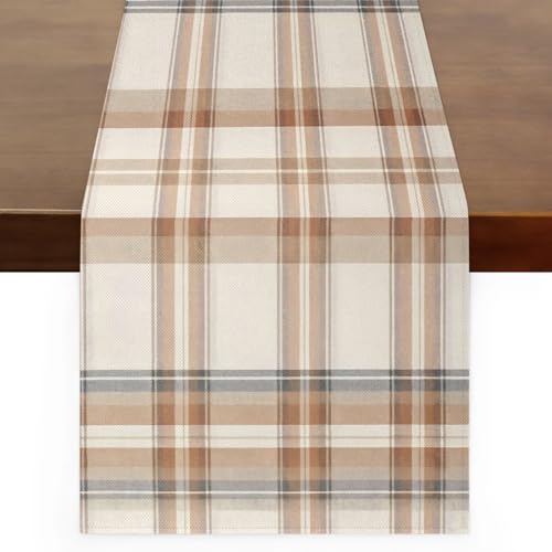 Chemin de table à carreaux marron pour protéger et embellir votre table - 2