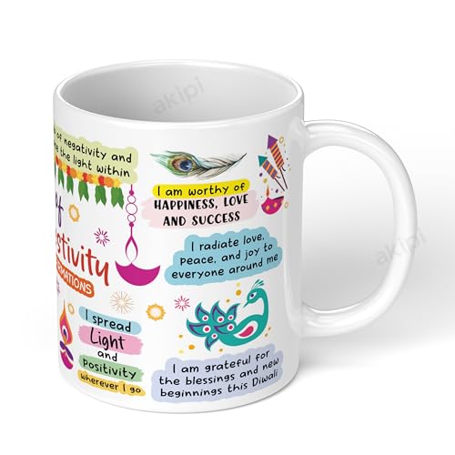 Image of Cup of Diwali Festivity - Diwali-Themed Mug with Positive Affirmations, Celebrate The Festival of Lights ARM730 11oz Ceramic Coffee /Tea Cup