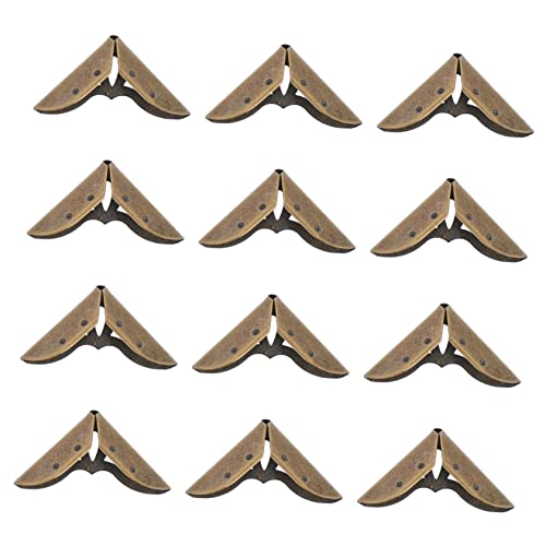 Homoyoyo 12pcs Metal Corner Protectors Bronze Tone Scrapbooking Album Edge Guards Retro Design Corner Protectors for Notebook