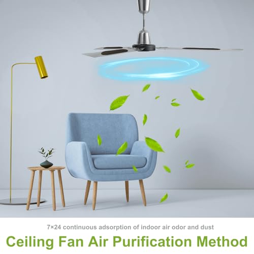 Image of 10Pack Ceiling Fan Filters for Blades, Activated Charcoal Air Purifier Pads | 9.8 x 3.5 in, universal ceiling fan filters trap dust, pollen, pet dander, smoke & odors; tool-free, lasts 2-3 months