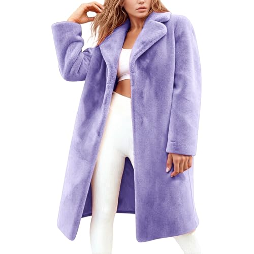 Manteau polaire mi-long pour femme avec ceinture et col cranté