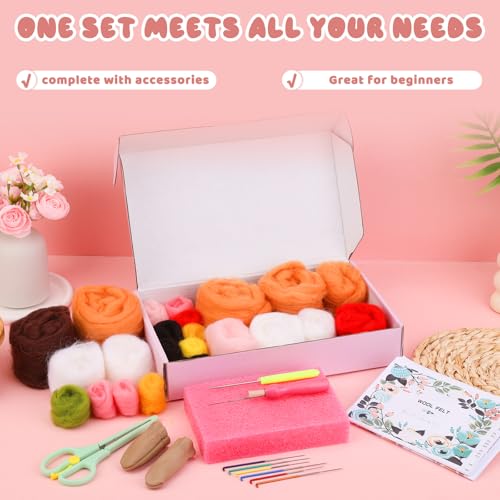 Image of UOOU Needle Felting Kit, Wool Felting Kit with 6 Pcs Colorful Needle Felting Needles and Instructions, Wool Felting Supplies for Adults and Beginners
