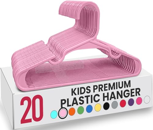 Utopia Home 20 Pack Kids Hangers - 11.5 Inch Plastic Baby Hangers for Closet - Children Hanger for Clothes - Infant Hanger for Closet - Everyday Standard Use (Baby Pink)
