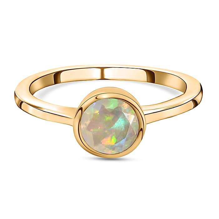 Image of 925 Sterling Silver 18K Gold Plated Birthstone 2 Ct Solitaire Natural Gemstone Ring for Women | Fine Jewelry Gift for Wife, Girlfriend, Sister, Birthday, Anniversary, Rakhi, Rakshabandhan, Valentine's