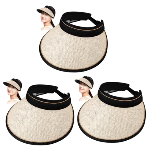 minkissy 3 Piezas Sombrero de Copa Sombreros de para Hombres Visera de Sol de Las Mujeres De Moda Sombreros de Visera de Verano Sombrero de Verano Sabana de Algodon