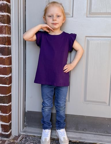Image of Arshiner Girls Shirts Ruffle Short Sleeve Summer Cute Casual Crewneck Tops Blouse Tee
