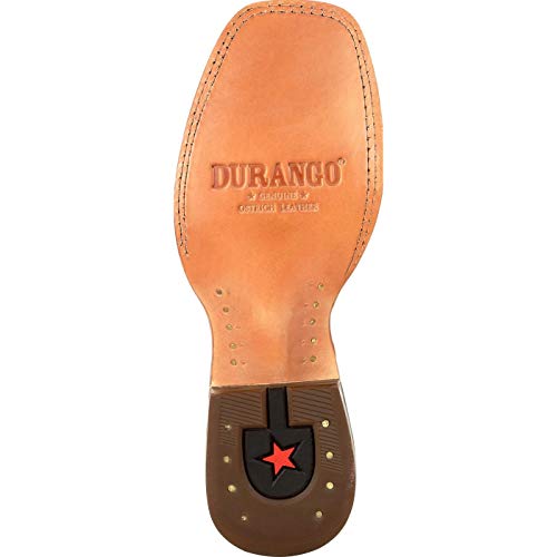 Durango Womens Premium Exotic Full Quill Ostrich Embroidered Square Toe Pull On Dress Boots Mid Calf Low Heel 1-2" - Brown2