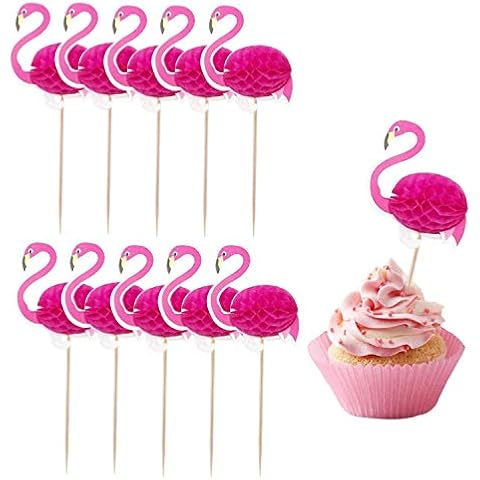 50 Pcs Cupcake 3D Flamingo Cupcakes Food Picks Party Cocktail Tropical Cupcake Picks Decoration Cover
