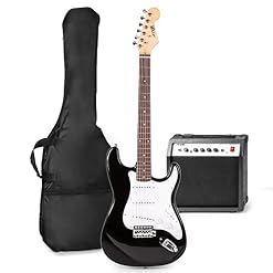 MAX GigKit Set de Guitare Électrique avec Support de Guitare – Noir, Idéal pour Débuter la Guitare - Les Beatles, Paul McCartney, John Lennon, RIngo Starr, George Harrison MAX GigKit Set de Guitare Électrique avec Support de Guitare - Noir, Idéal pour Débuter la Guitare – Image 4