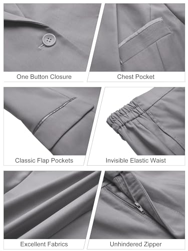 Women's 2 Piece Suit Notched Lapel One Button Slim Fit Business Office Work Tuxedo Blazer Pants Set3