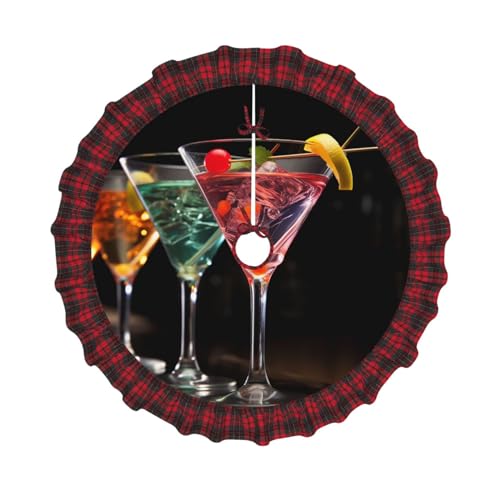 Jupe de sapin de Noël imprimé boisson martini tapis doux intérieur extérieur