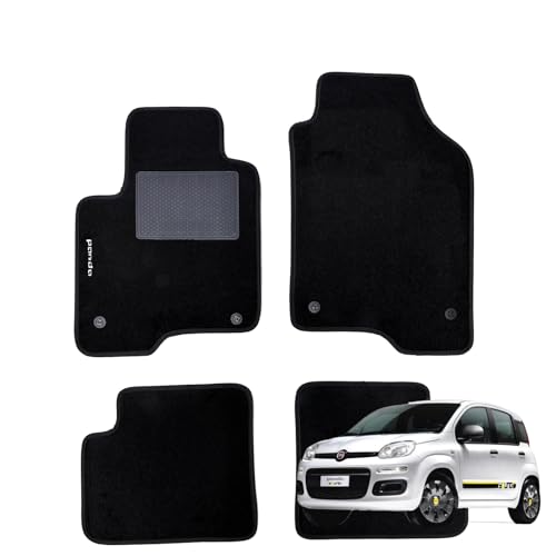 W-Parts SERIE 4 TAPPETI - TAPPETINI in MOQUETTE Neri per Panda III dal 2012 con...