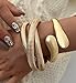 iF YOU Chunky Gold Bangle Bracelets for Women, Big Pearl Stretch Bangles Set, Trendy Stackable Chain Bracelet Stack Fashion Accessories Jewelry Gifts (Gold-pearl)