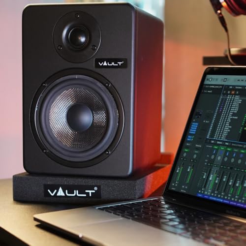 Image of VAULT C5 5-Inch Powered Studio Reference XLR Computer Monitors Speakers - Pair with Acoustic Foam Pads
