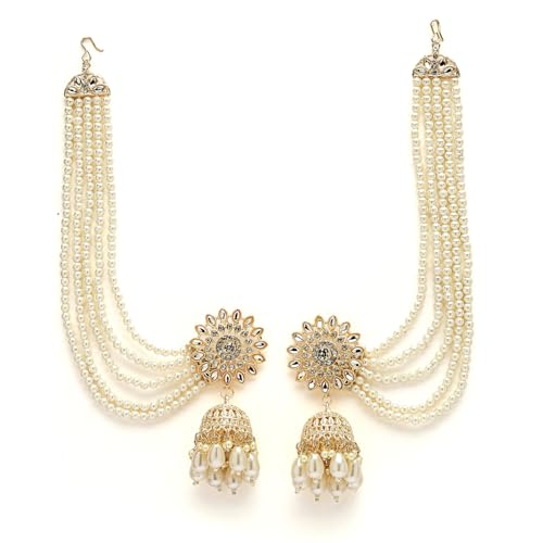 Image of Shining Diva Fashion Stylish Pearl Chain Traditional Jhumki Set Earrings for Women