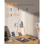 TESSAN European Travel Plug Adapter, Foldable Adapter for Europe Plug Grey - Image 3