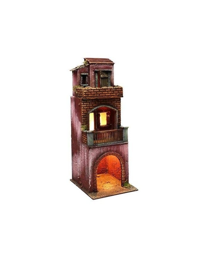 Chianese Casa per presepe in legno e sughero caseggiato con luce casetta realizzata a mano per pastori da 10 cm stile 700 misure 45x20x20 cm