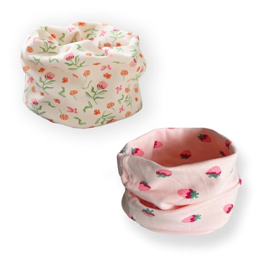 2 Stück Loop Kinder Baumwolle Herbst Winter Schal Baby Loop Hals Wärmer Mädchen und Junge (Mädchen B-2)