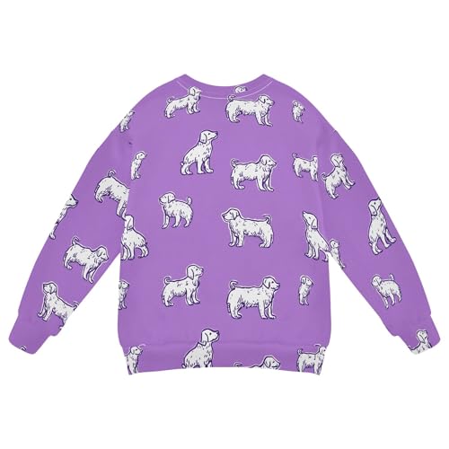 JUNZAN Cute Cartoon Dogs Purple Big Girls Hoodie Sweatshirt Crewneck Hoodie for Boys Camping 4T2