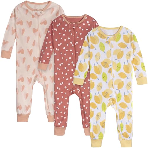 Image of Onesies Brand baby-girls Baby Girls' 3-pack Snug Fit One-piece Cotton Pajamas