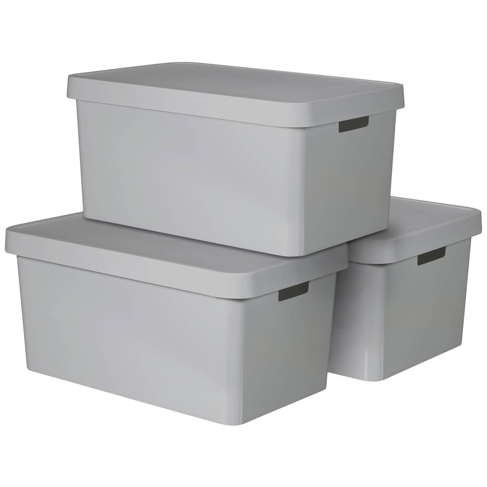 Curver Infinity Storage Boxes with Lid Plastic Light Grey 45 Litres