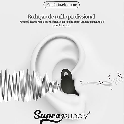 Tampão De Ouvido Abafador Ruídos Diminui Ronco Barulho Ideal para Natação Dormir Estudar (Preto)