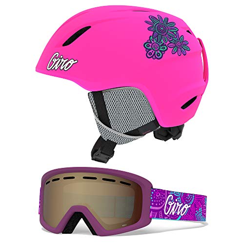 Giro Launch Kids Snow Helmet Goggle Combo Matte Bright Pink/Psych Blossom XS (48.5-52CM)