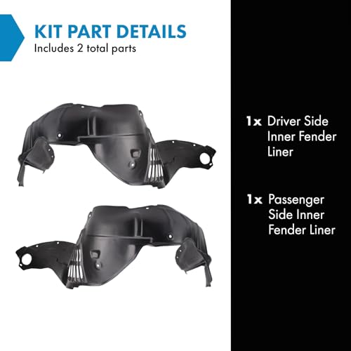 Image of TRQ Inner Fender Liner Set Compatible with 2006-2007 Mazda 6 MA1248132 MA1249132