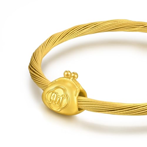 Image of CHOW SANG SANG 999 24K Gold Charme Cute Adorable Mini Chinese Fortune-Attracting Wallet charm bracelet for Women & Men 17cm 95930C