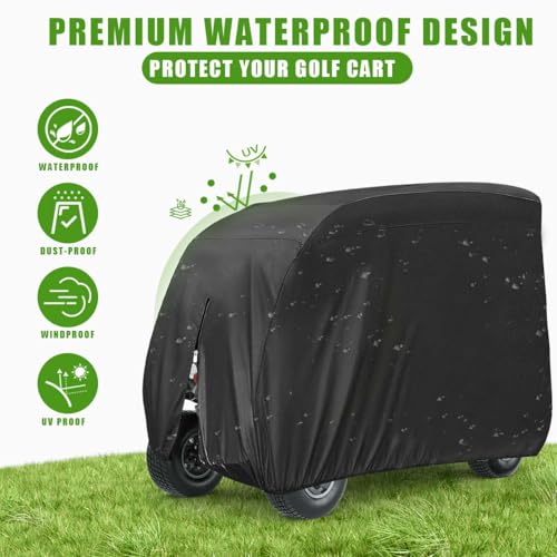 image for KISEER 4 Passenger 400D Waterproof Golf Cart Cover fits EZ GO Club Car