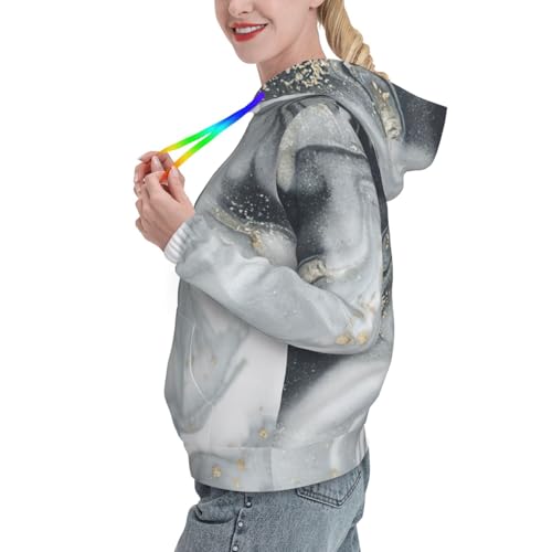 Sweat à capuche pour femme ajusté imprimé marbre pull avec poche