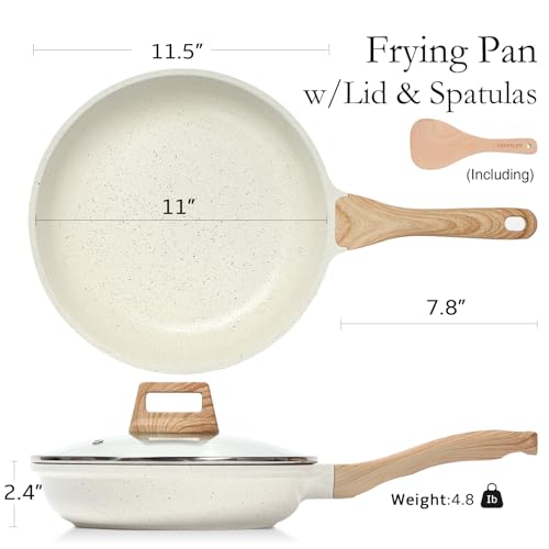 Eslite Life Nonstick Ceramic Frying Pan Skillet With Lid, Non-Toxic Egg Omelette Kitchen Cooking Pans Compatible With All Stovetops thumb #1