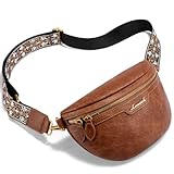 LOVEVOOK Fanny Packs for Women Cross Body, Vegan Leather Belt Bag for Women, Waterproof Sling Purse Fashion Waist Pack Designer Chest Bum Bag with Boho Style Strap