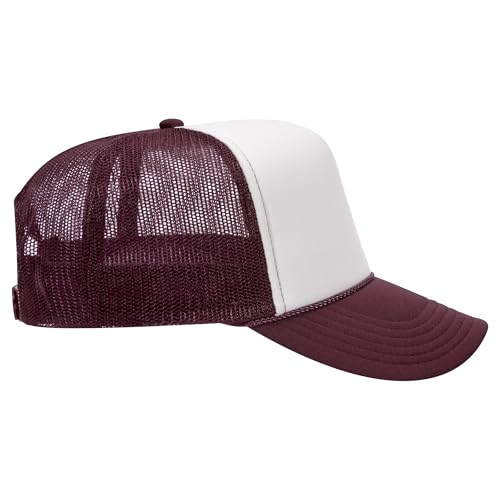 Image of OTTO Polyester Foam Front 5 Panel High Crown Mesh Back Trucker Hats in 97, Bulk, Wholesale