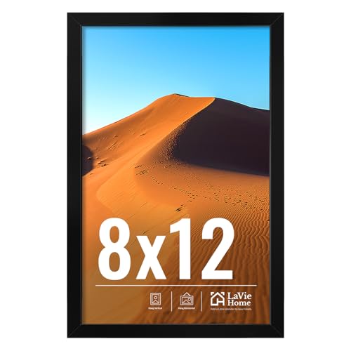 Image of LaVie Home 8x12 Picture Frame for Wall Display, 8x12 Black Picture Frame with HD Plexiglas, 8 x 12 Frame 1 Pack, Display Frame for Vertical or Horizontal, Classic Collection