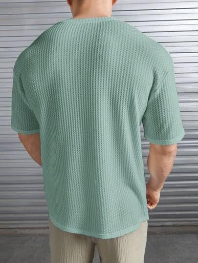 Image of Imsa Moda Mens Solid Dotted Unique Design Oversized Tshirt for Men - Round Neck Loose Fit Drop Shoulder Mens T-Shirt