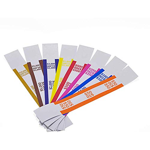 L LIKED Currency Band Bundles Self Sealin Currency Straps Bands Money Bill Wrappers 7.5 x 1.15 Inches (800 Assorted - 100 of Each)