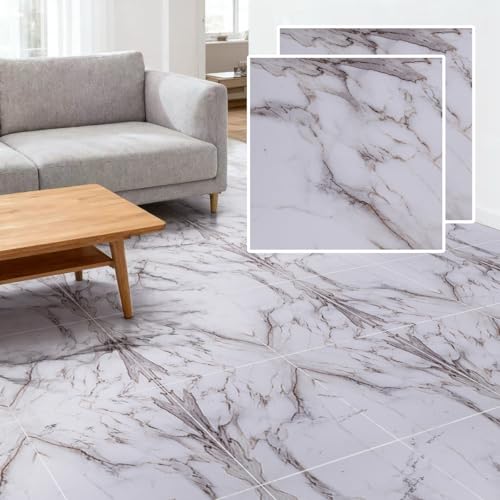 フロアタイル PVC 床材 フロアシート 木目 大理石 賃貸OK 防水 防汚 耐久性 剥がせる 床シート 床リフォーム 模様替え用 (石調03, 9枚 / 約半畳分(大理石調))