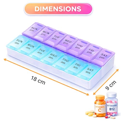 Image of JimXen Weekly Pill Organizer 7 Day 2 Times | 14 Slots Large Medicine Box | Moisture-Proof, BPA-Free Tablet & Vitamin Storage Case | Portable Daily Pill Planner for Home, Office & Travel (2 Times 7 Day)