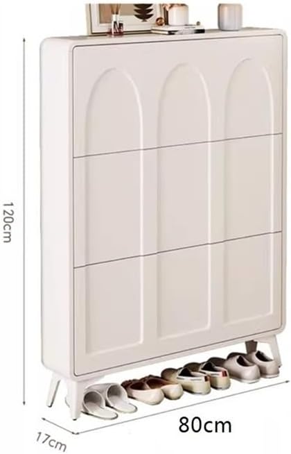 Shoe Cabinet 120cm High Shoe Cabinet with 3 Flip Drawers Modern Minimalist Design, Narrow, Storage Rack for Living Room