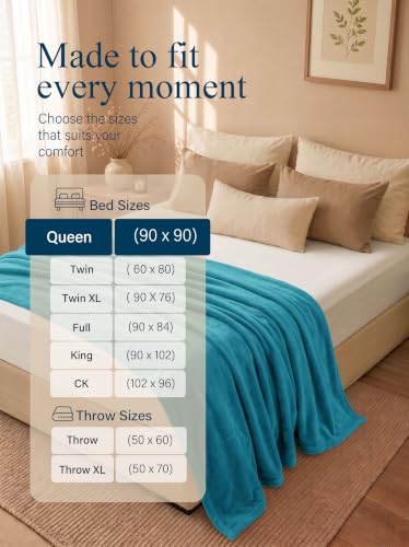 Image of Utopia Bedding Soft Fleece Bed Blanket Queen Size Turquoise (90x90 Inch)