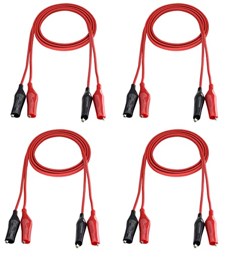 Image of Double-Ended Alligator Clips Jumper Cable Test Leads Set with Alligator Clips,Multimeter Test Leads Set Alligator Clip Clamps Double Ended Voltage Tester Cable [4 Groups /1m /3.2ft]