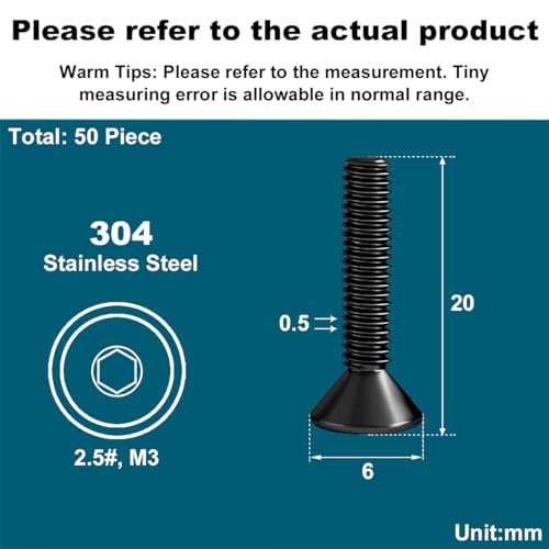 Drenky M3 Hex Socket Countersunk Bolts - Image 2