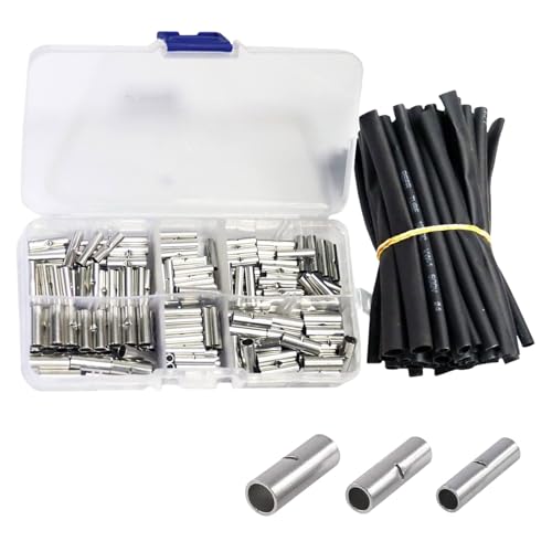 Juego de 200 anillos de crimpado de alambre multifunción con tubo termorretráctil. Kit de cableado...