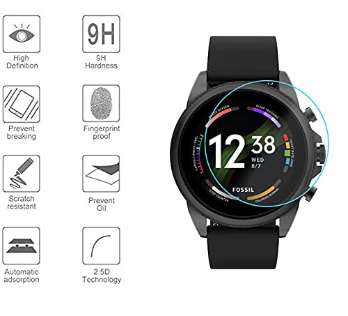 3-Pack For Fossil Gen 6 Smartwatch (44Mm) Smartwatch Screen Protector Tempered Glass For Fossil Gen 6 Smartwatch 44Mm Smartwatch [2.5D 9H Hardness][Anti-Scratch] #TOP1