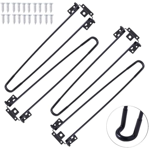 life_mart 【 4本セット 取り付け用ネジ26本付属 折り畳み脚 滑り止め加工付き 】 テーブル 脚 パーツ 折り畳み ブラック セット diy 折りたたみ 折れ脚 アイアン脚折りたみテーブル テーブルあし パーツ アシ 座卓 ちゃぶ台 金具 (4